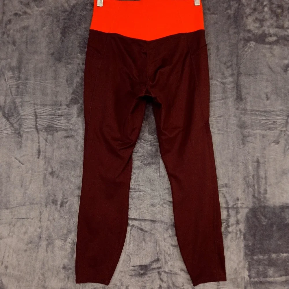 Athleta Tenacity 7/8 Tight Leggings Womens Medium Burgundy Orange Pockets Gym‎